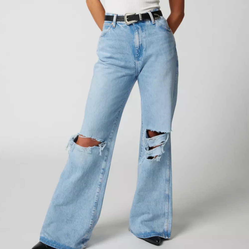 Free People x Wrangler Bonnie Low rise Loose Flare Jean in Bad Intentions 35.